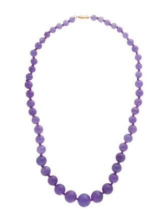 Necklace 14K Dyed Jadeite Graduated Bead Strand Necklace