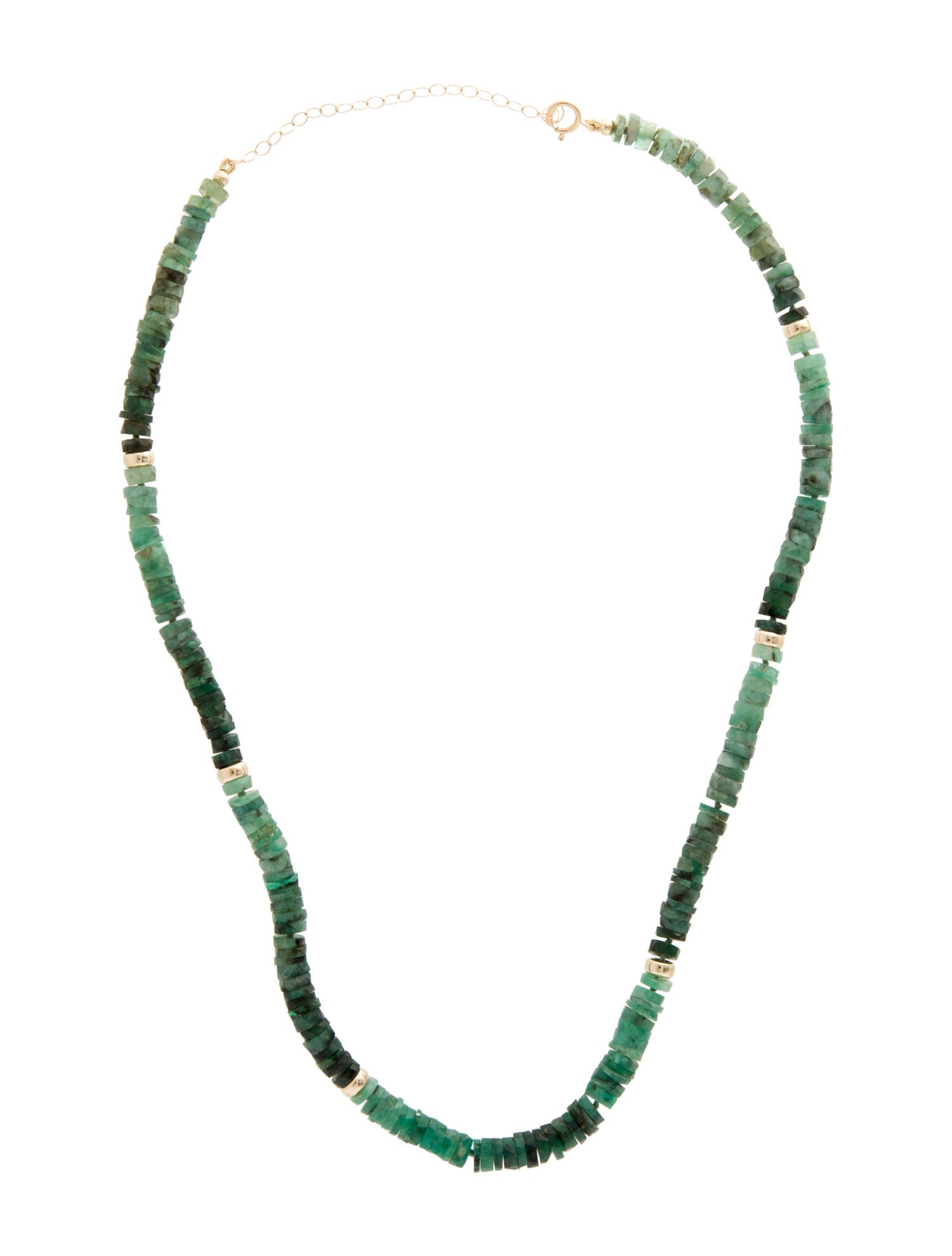 Necklace 14K Emerald Bead Strand Necklace