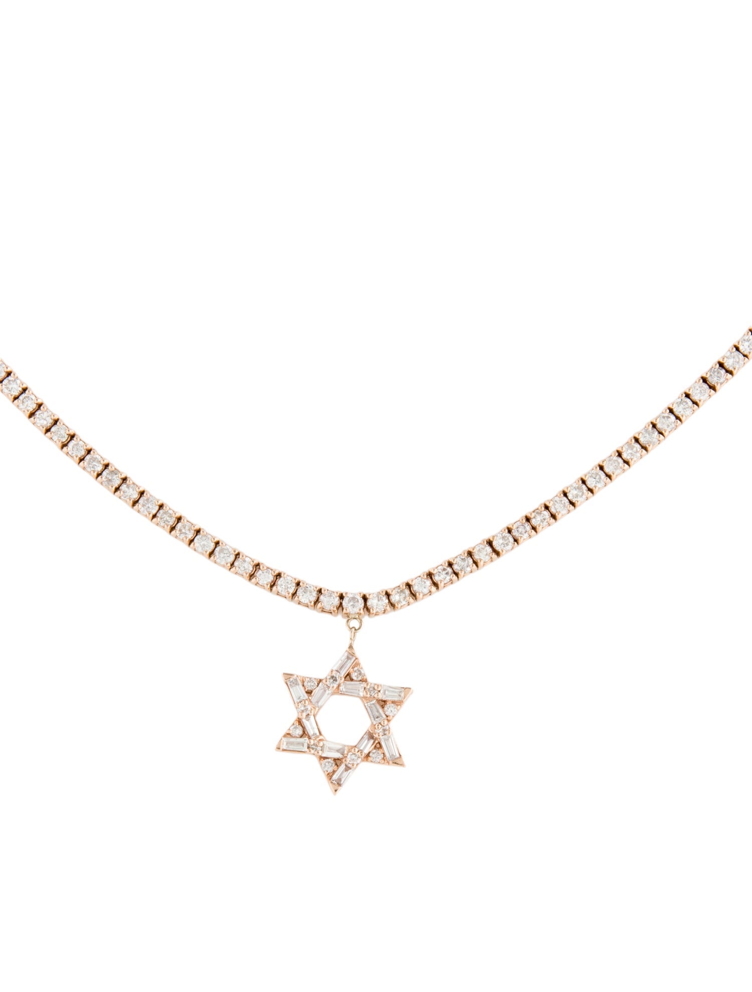 Necklace 14K 3.10ctw Diamond Star of David Pendant Necklace