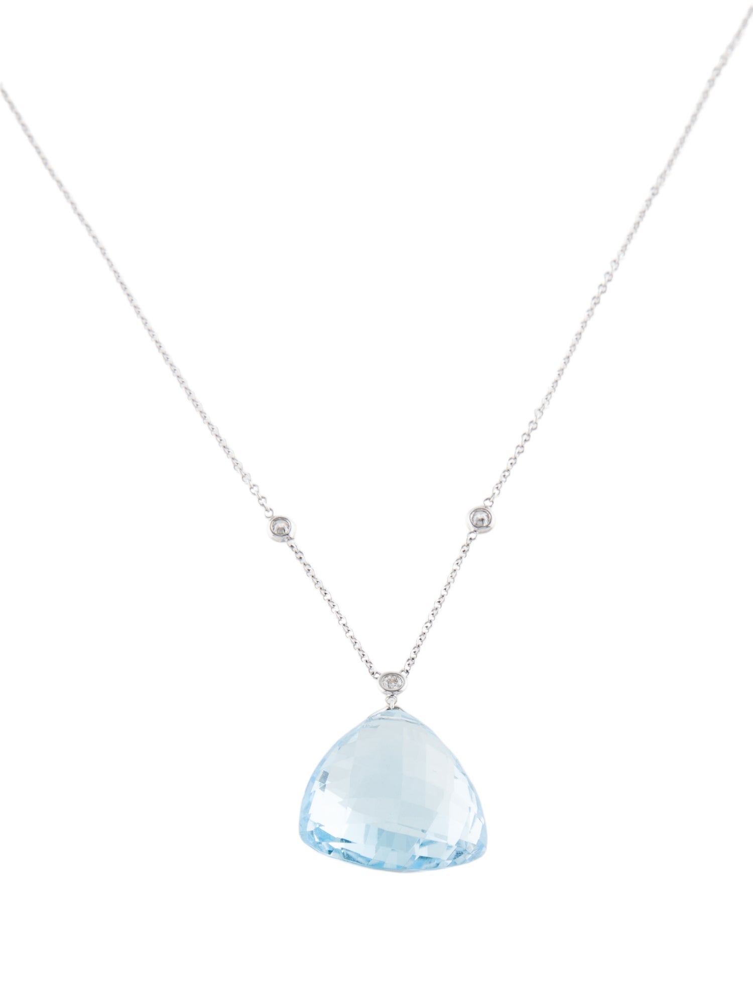 Necklace 14K Topaz & Diamond Pendant Collar