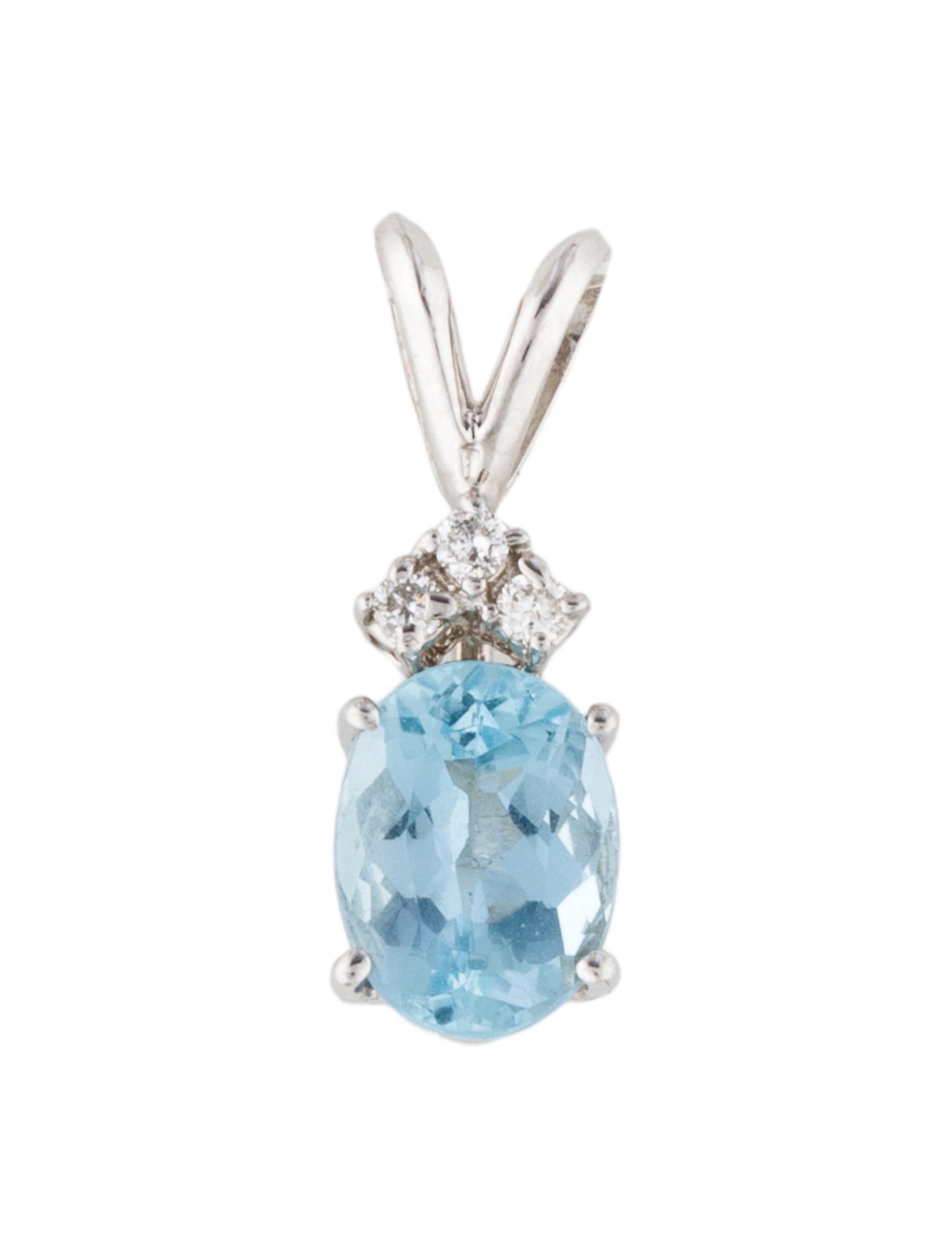 Necklace 14K 1.05ct Aquamarine & Diamond Pendant