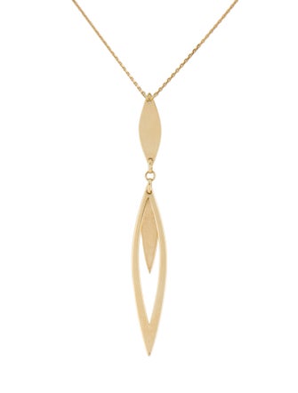 Necklace 14K Navette Lavalier Adjustable Link Chain Necklace