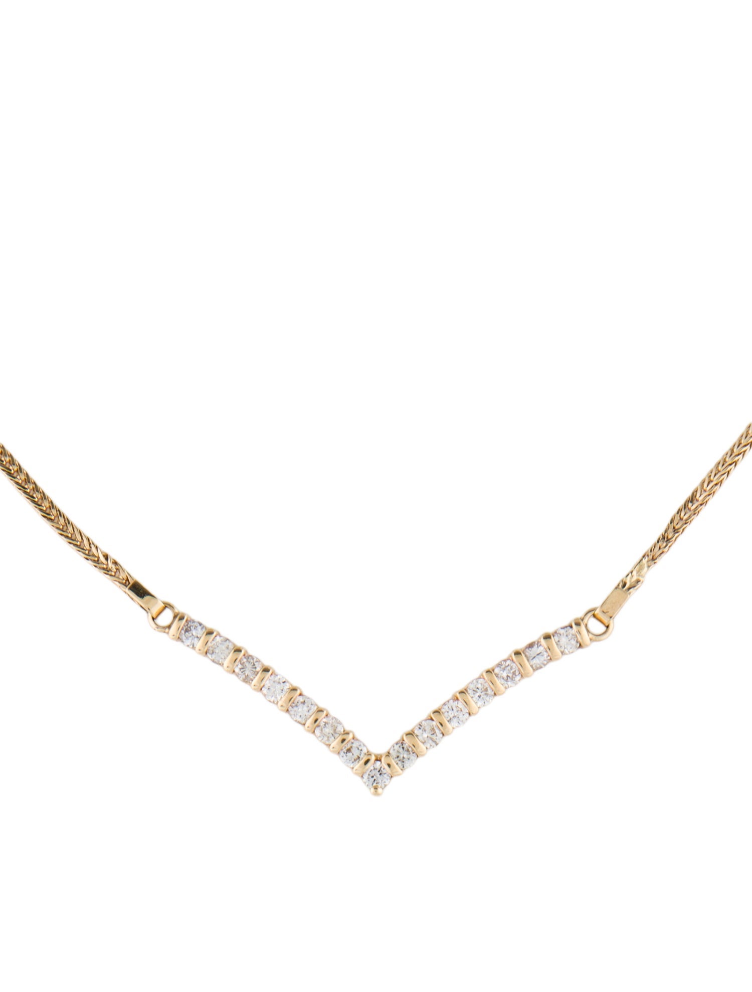 Necklace 14K Diamond V Pendant Necklace