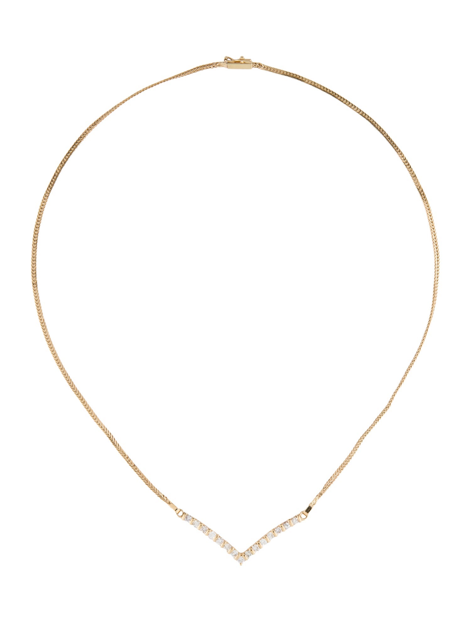 Necklace 14K Diamond V Pendant Necklace