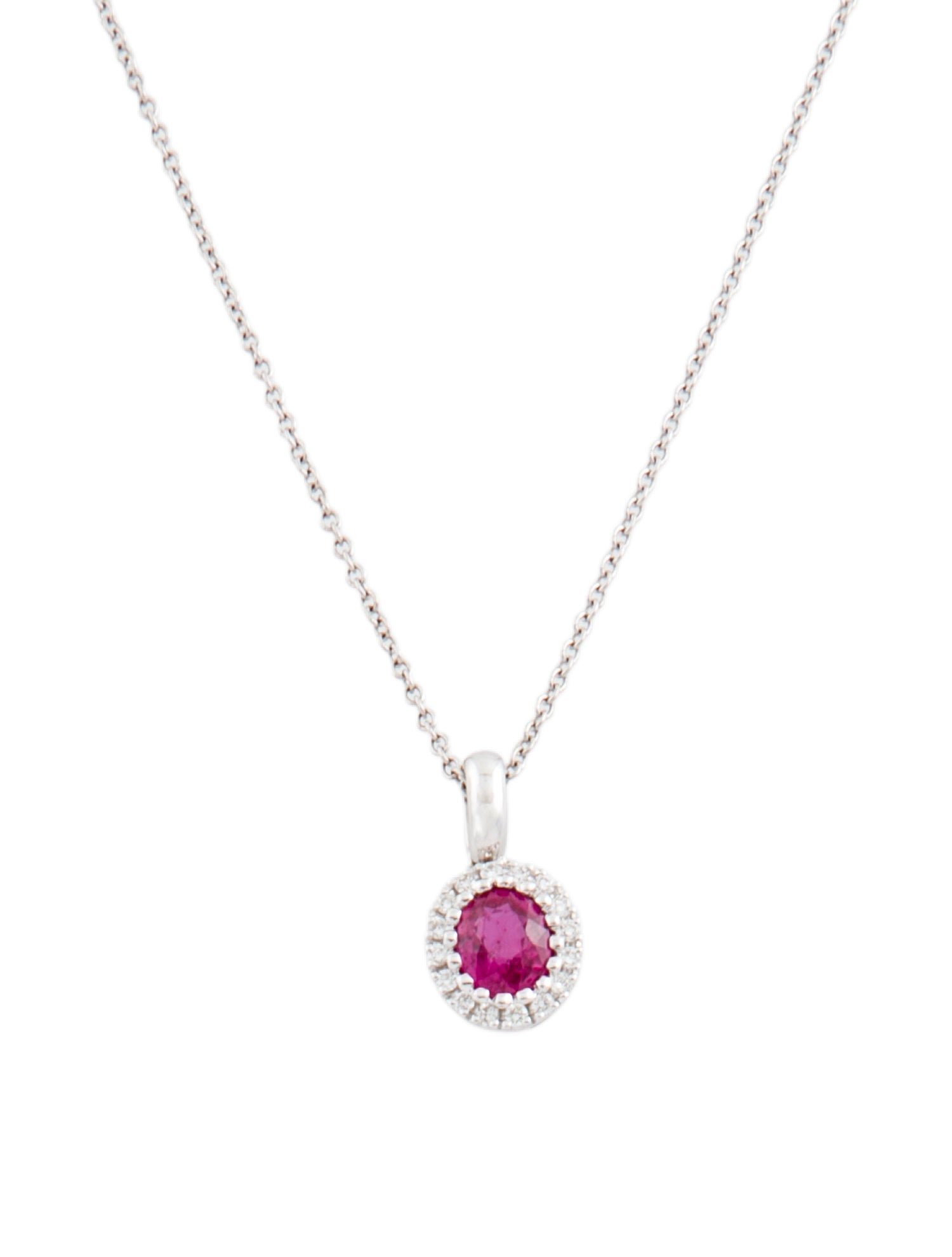 Necklace 18K Ruby & Diamond Pendant Necklace
