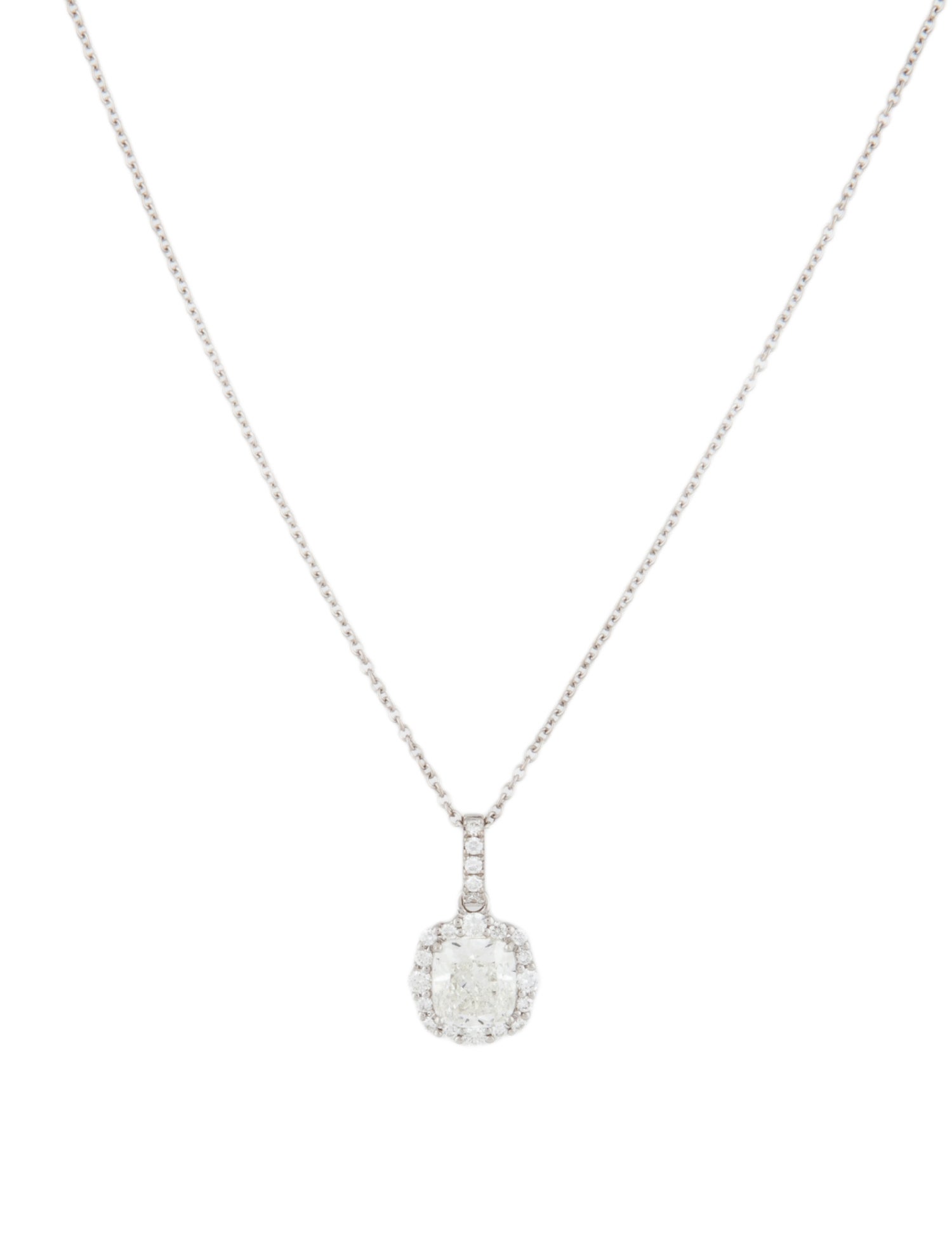 Necklace 18K 1.10ctw Diamond Halo Pendant Necklace
