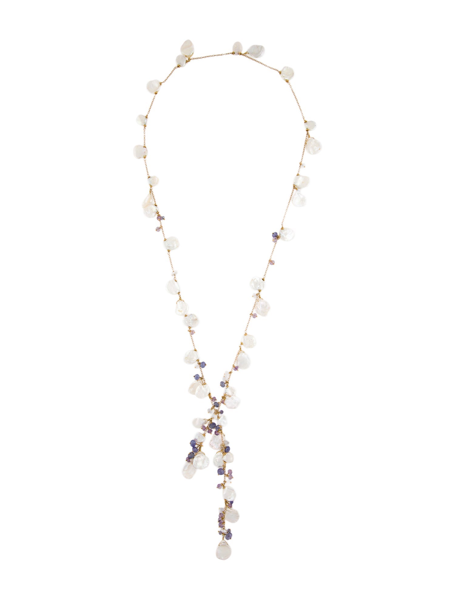 Necklace 18K Pearl & Multistone Lariat