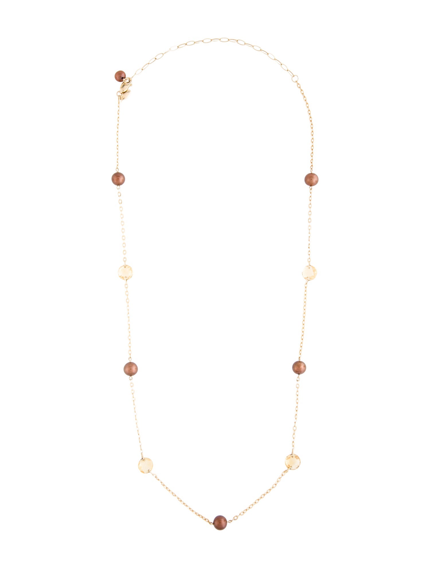 Necklace 14K Dyed Cultured Pearl & Citrine Station