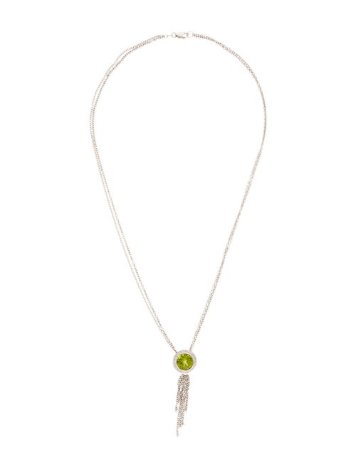 Necklace 14K4.06ctw Peridot & Diamond Tassel Pendant Necklace