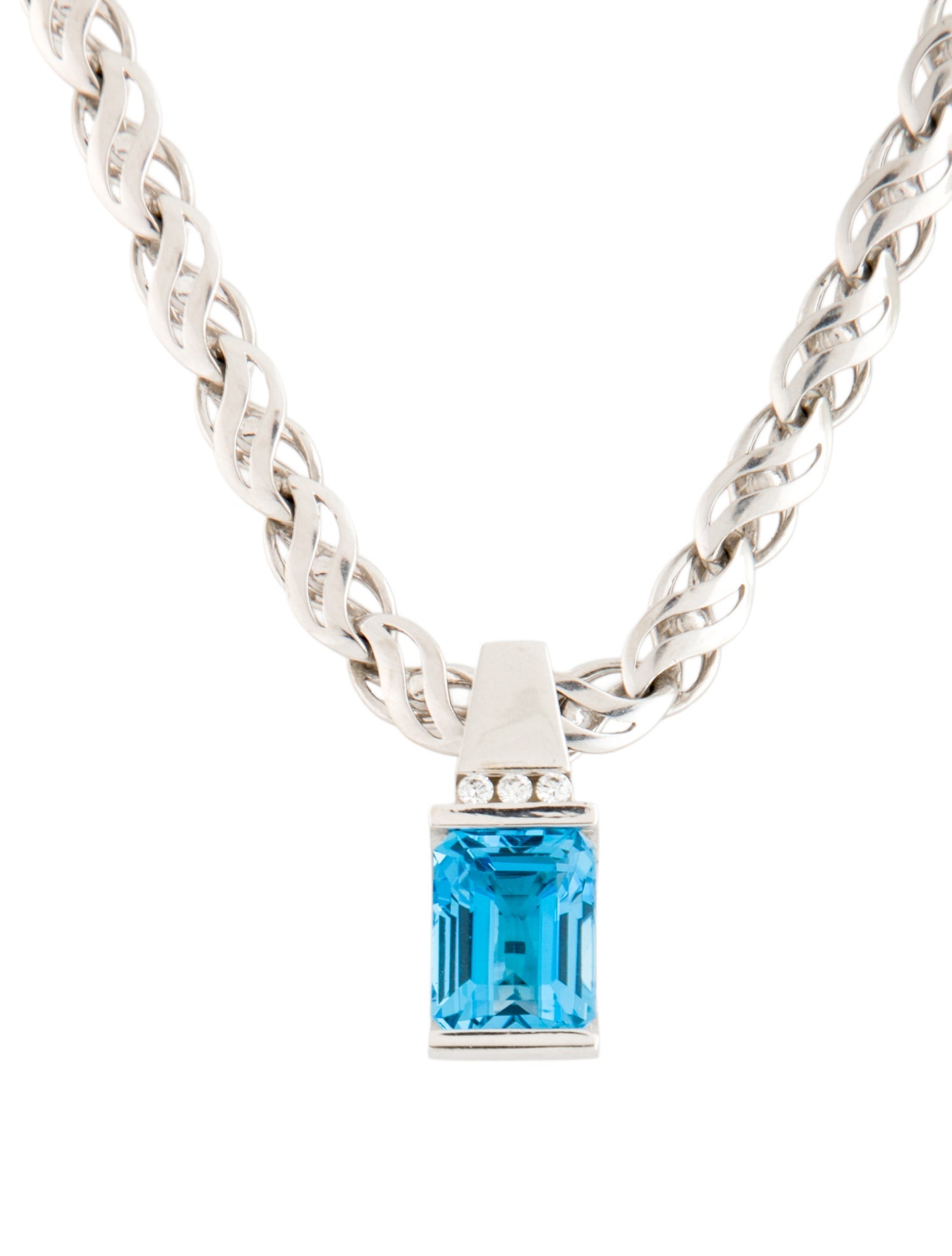 Necklace 14K Topaz & Diamond Pendant Necklace