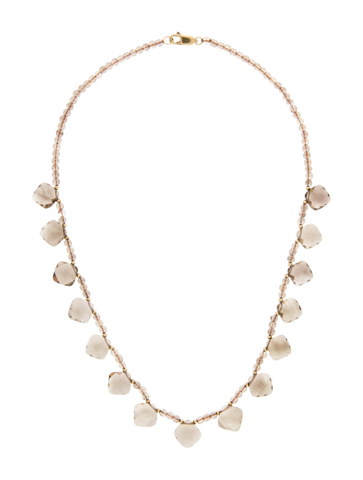 Necklace 14K Smoky Quartz Bead Strand Collar