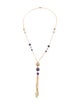 Necklace 14K Dyed Pearl & Amethyst Bead Tassel Necklace