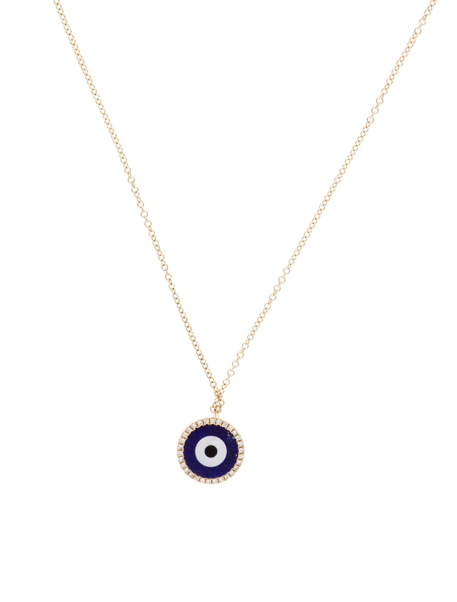 Necklace 14K Diamond, Lapis Lazuli, Onyx & Mother of Pearl Pendant Necklace