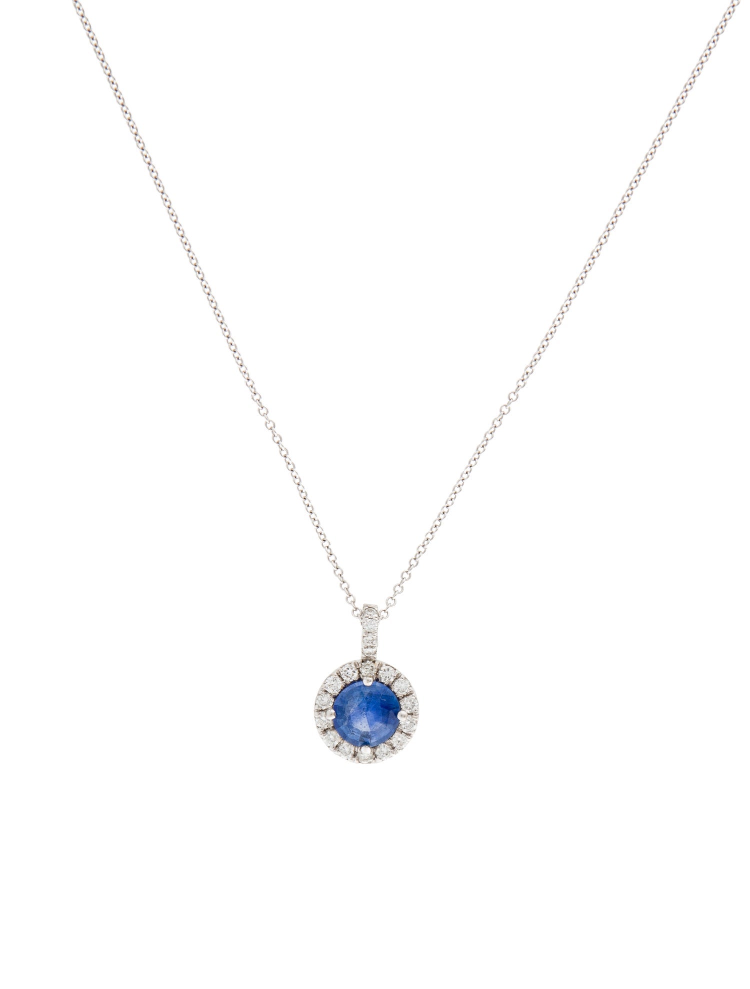 Necklace 14K 1.05ct Sapphire & Diamond Pendant Necklace