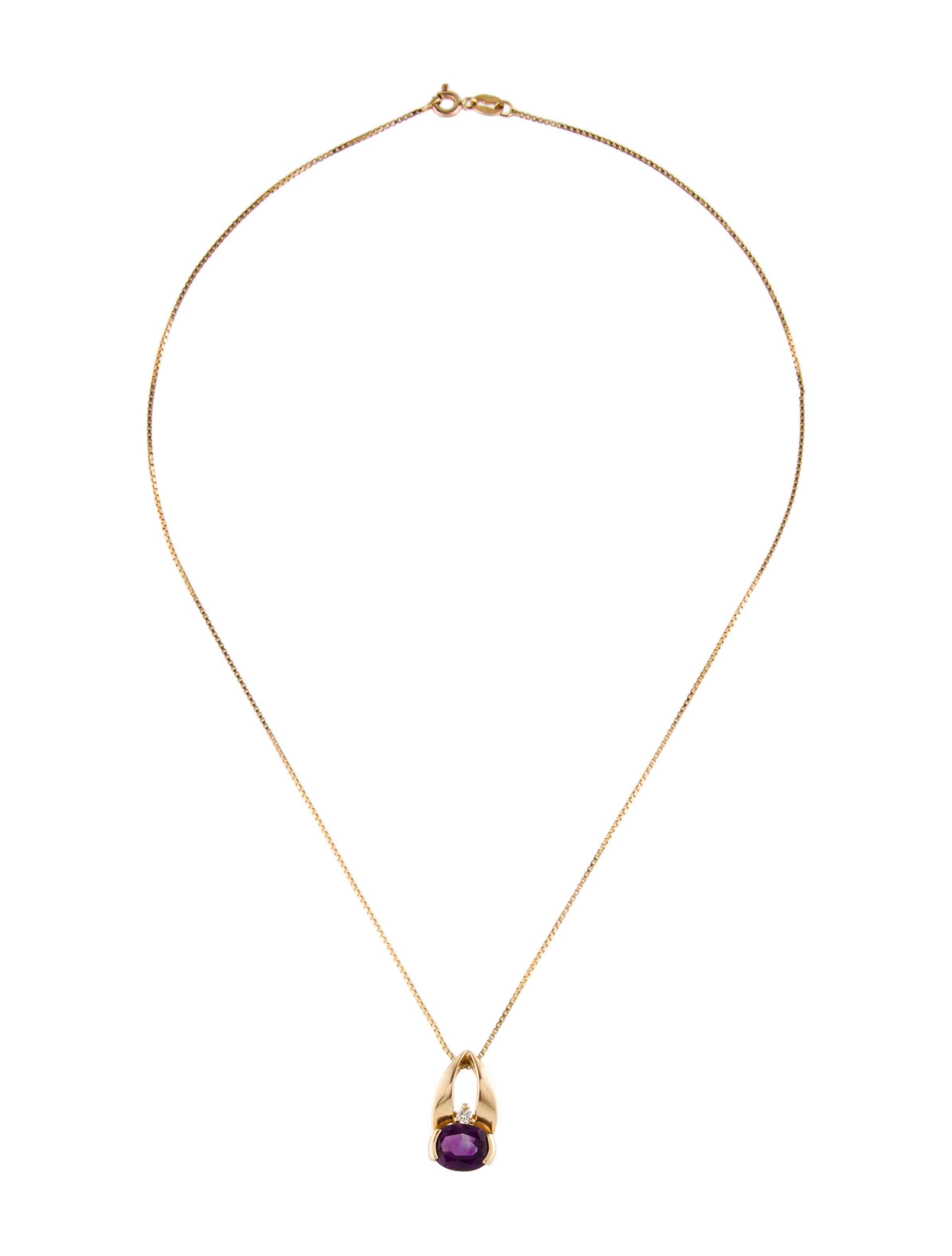 Necklace 1.53ct Amethyst & Diamond Pendant