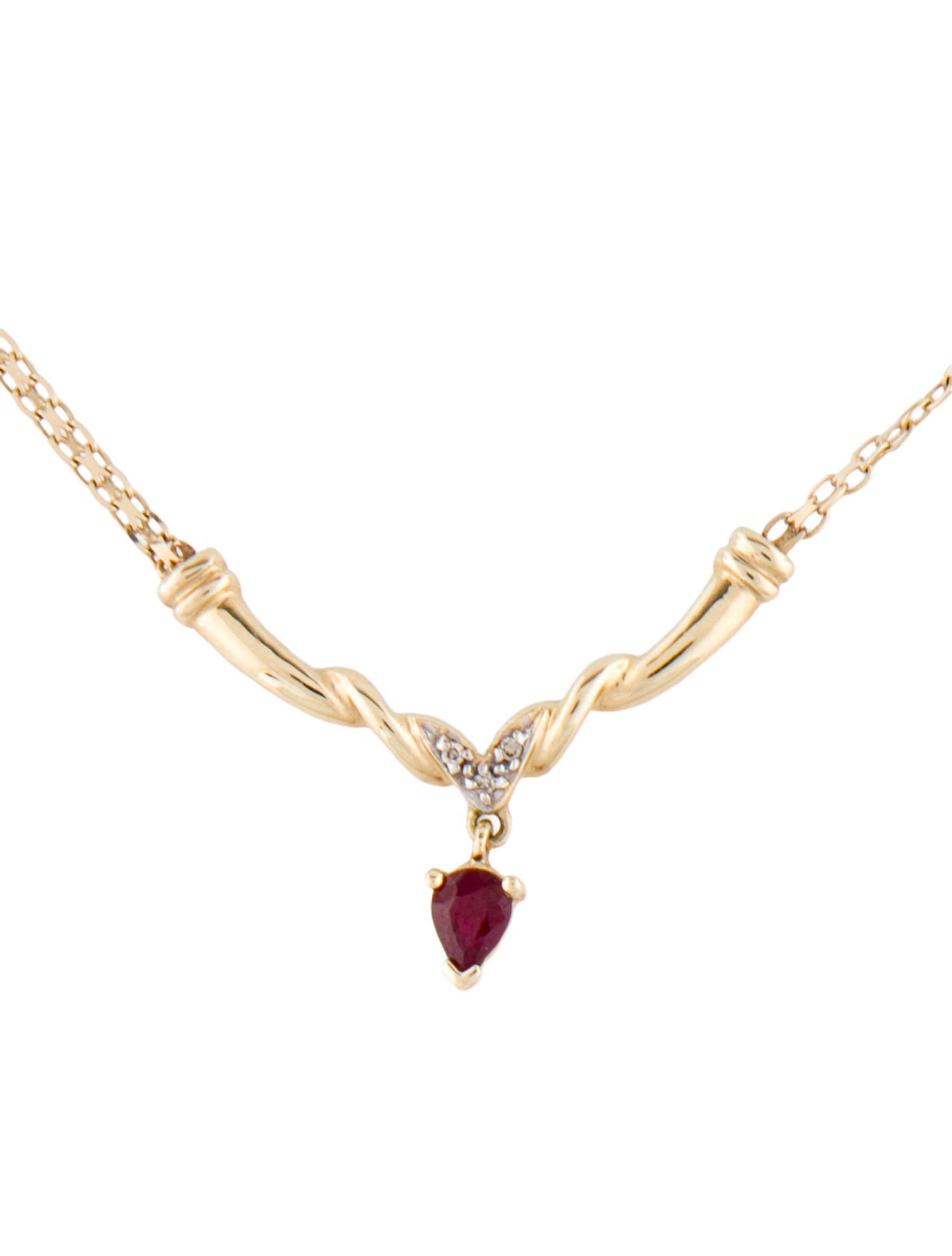 Necklace 14K Ruby & Diamond Station Necklace