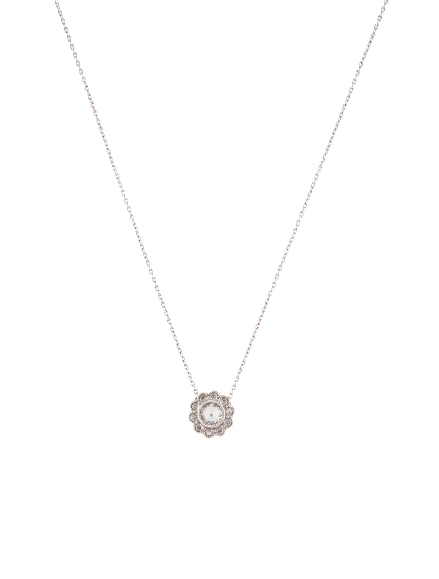 Necklace 14K Diamond Flower Pendant Necklace