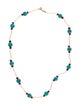 Necklace 14K Turquoise & Ruby Wavy Station Necklace