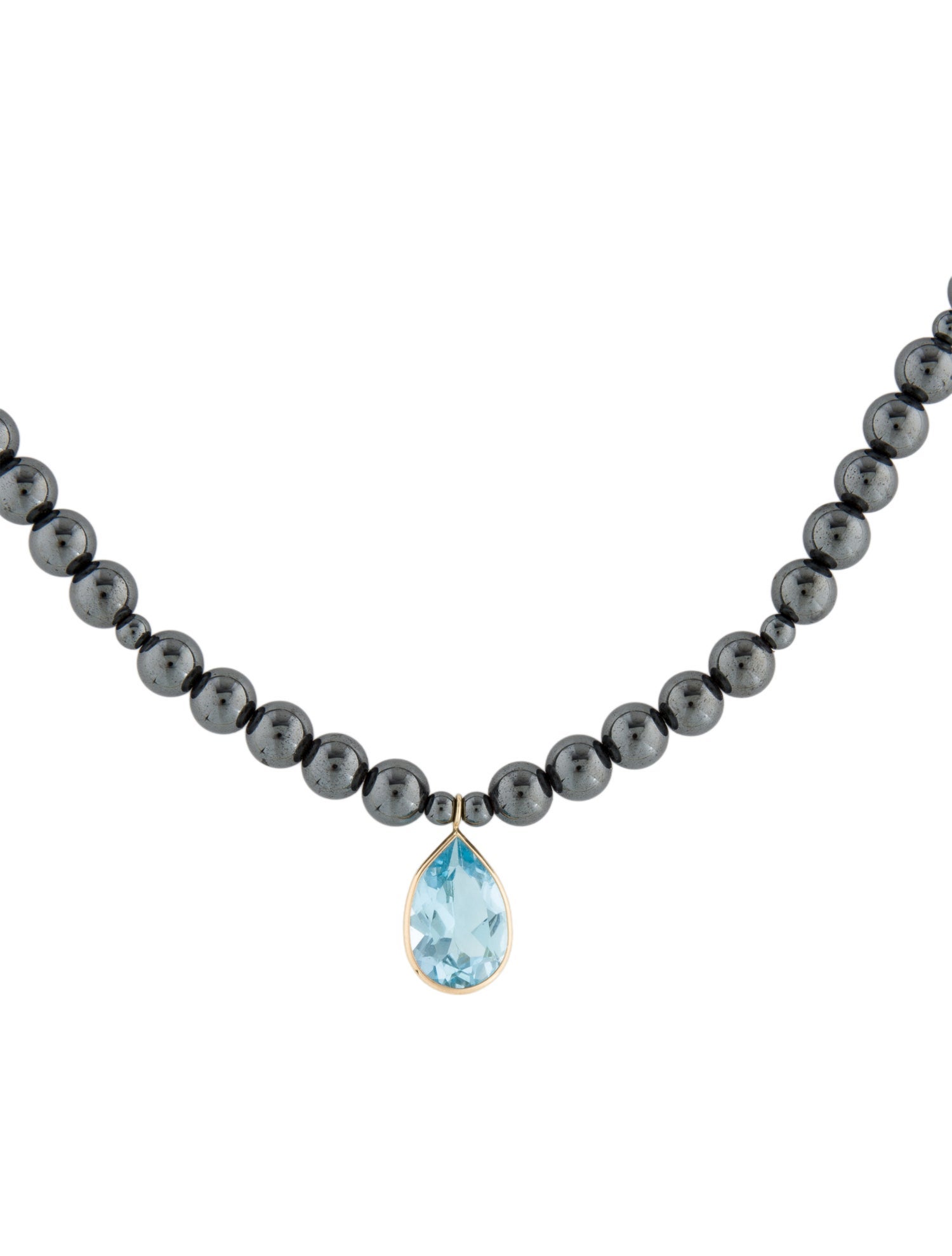 Necklace 14K Topaz & Hematine Bead Necklace