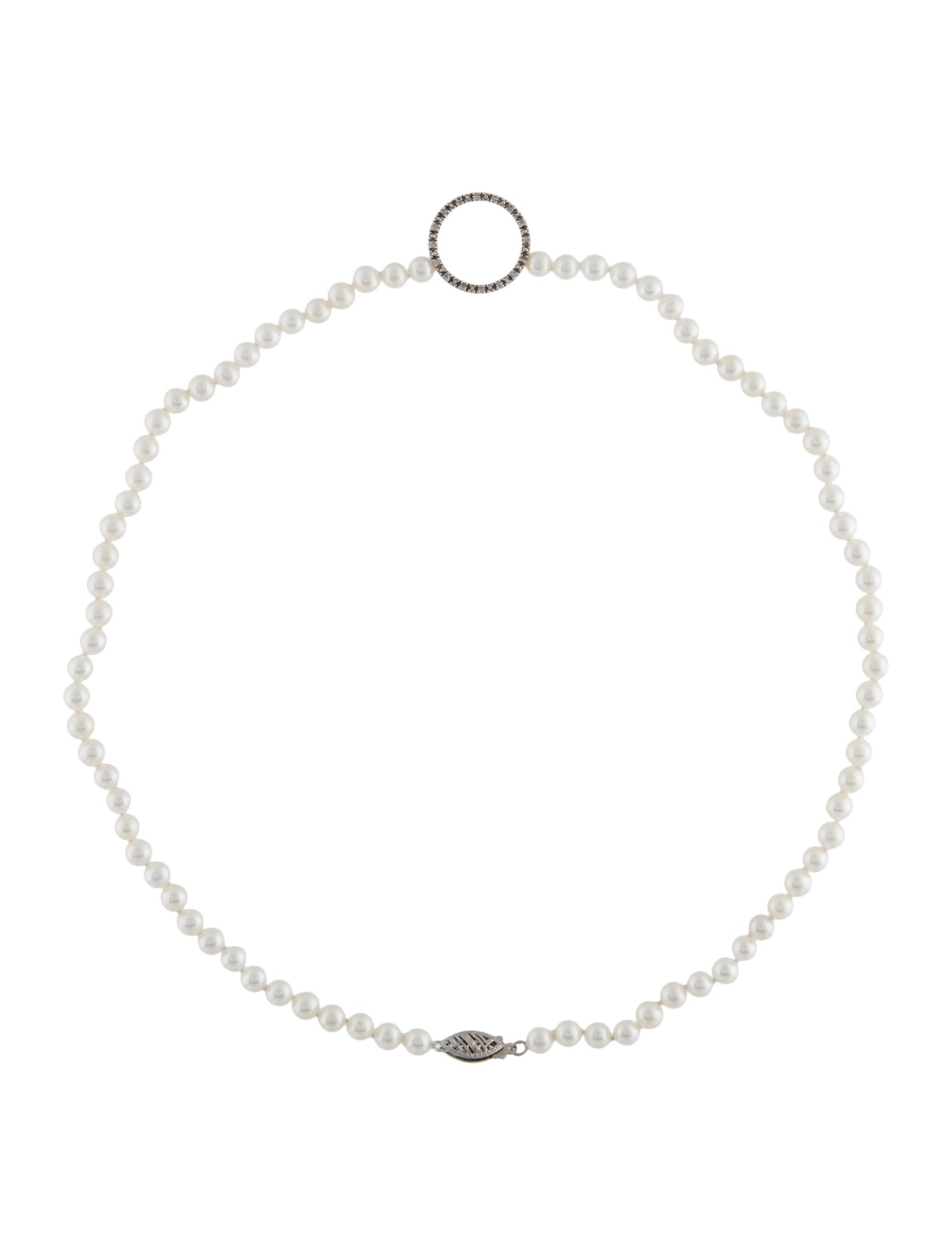 Necklace 10K Pearl & Diamond Collar Necklace