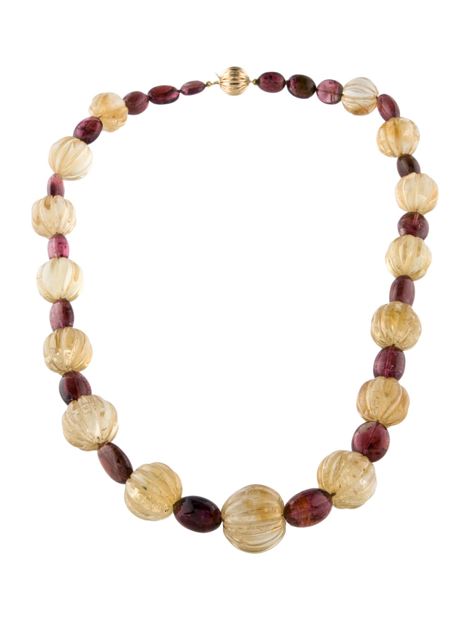 Necklace 14K Citrine & Tourmaline Bead Strand