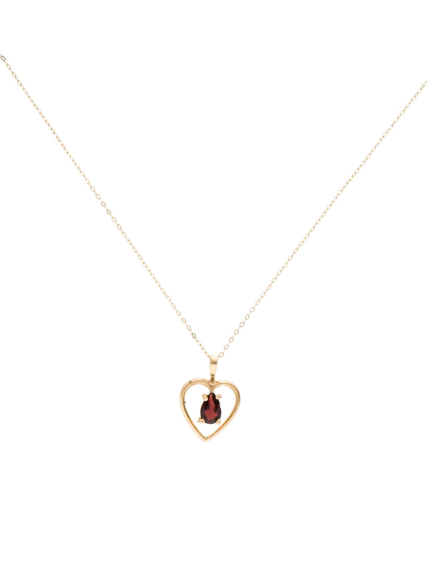 Necklace 14K Garnet Heart Pendant Necklace