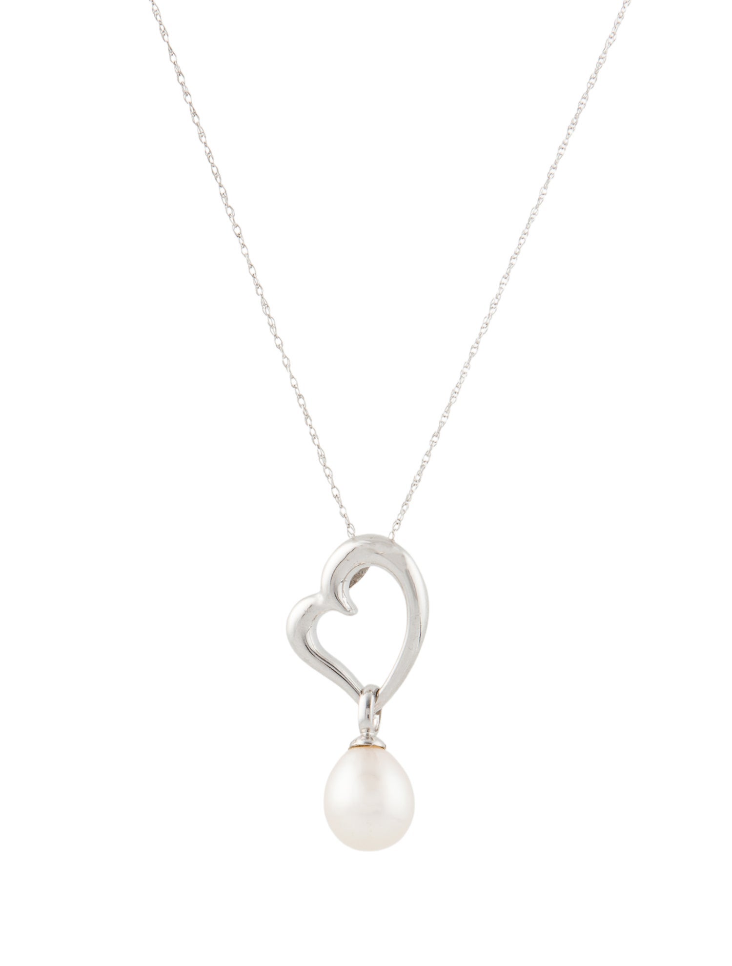Necklace 14K Pearl Heart Pedant Necklace