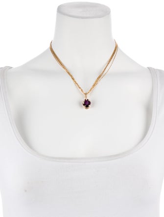 Necklace 14K Amethyst & Diamond Multistrand Pendant Neckalce