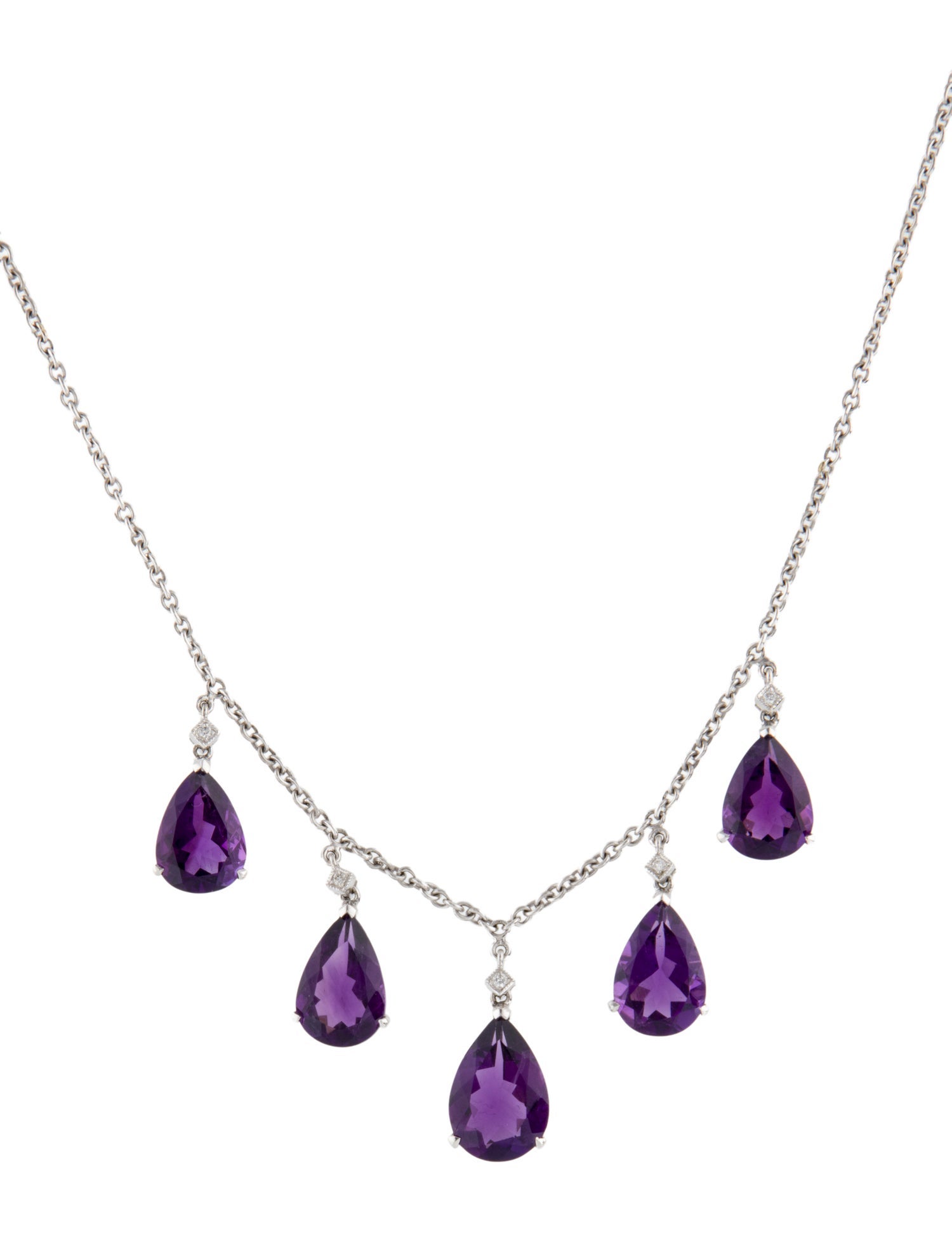 Necklace 18K Amethyst & Diamond Station