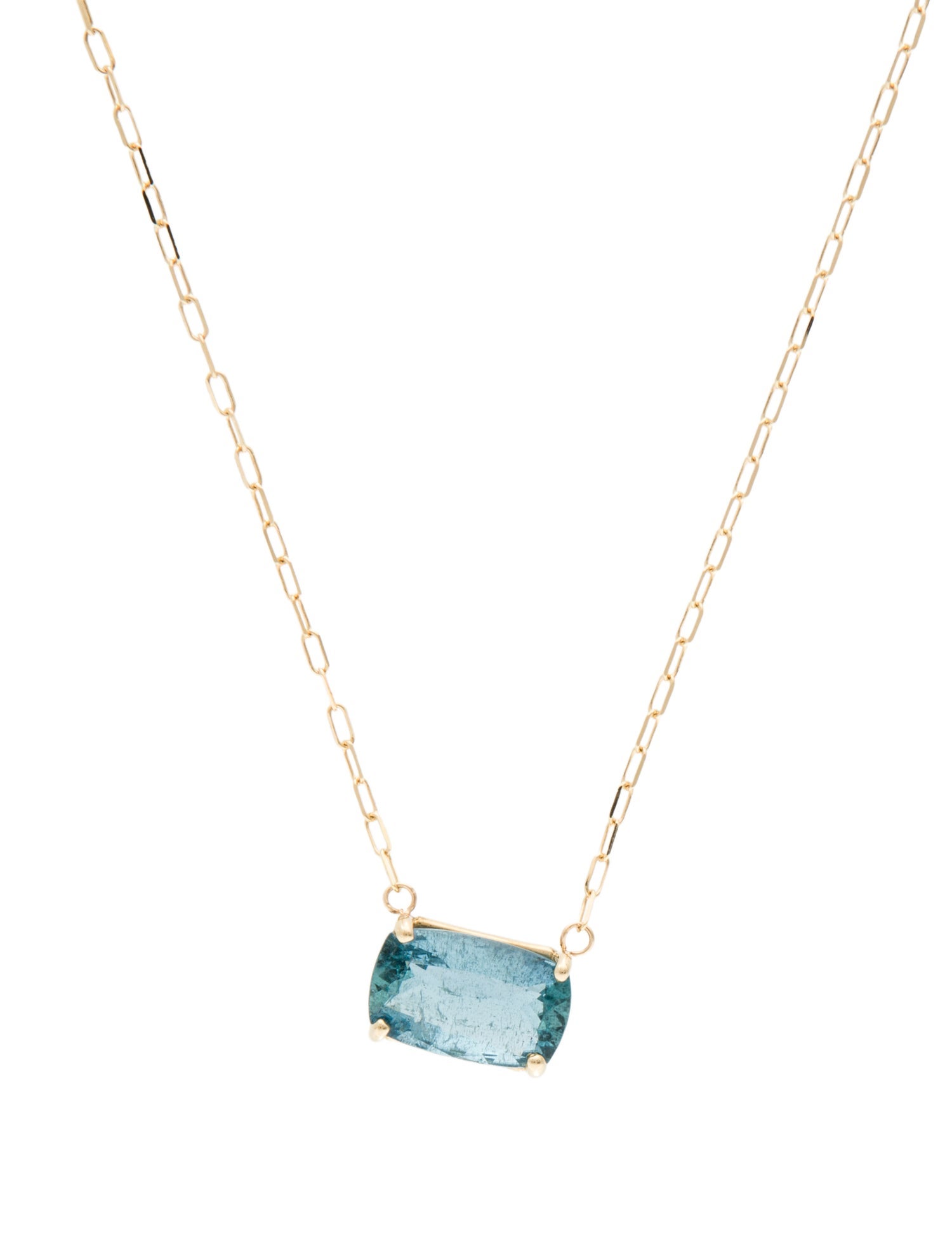 Necklace 14K 3.26ct Aquamarine Pendant Necklace