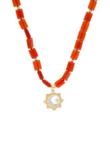 Necklace Pendant 14K Carnelian Religious