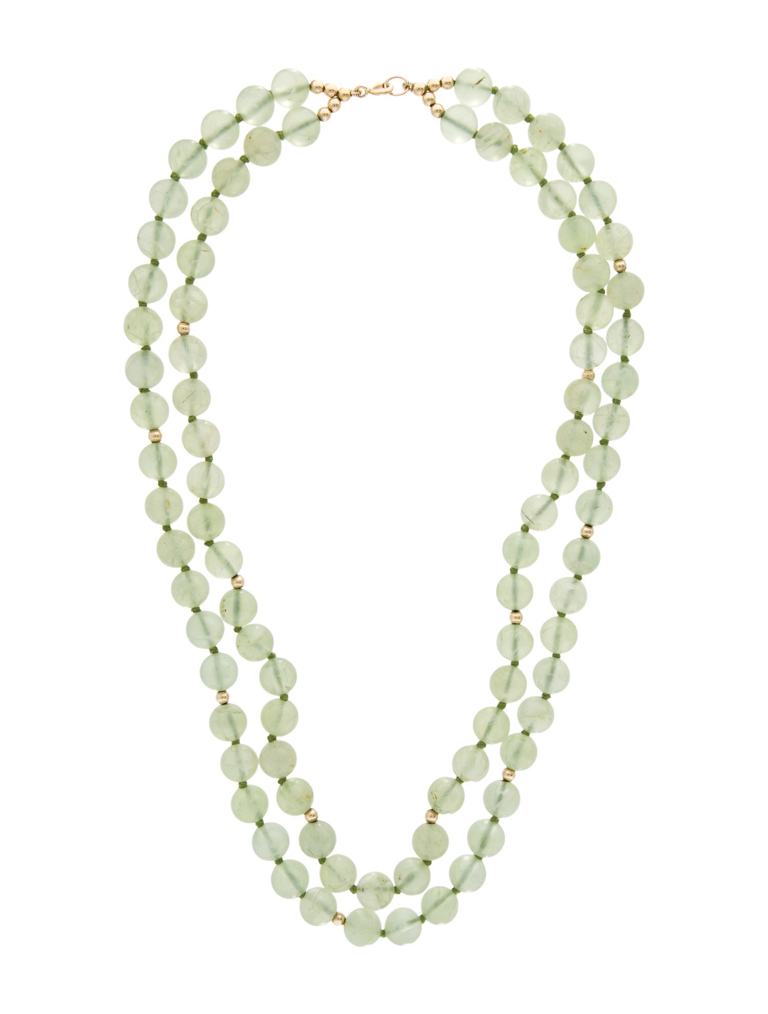 Necklace 14K Prehnite Double Strand Necklace