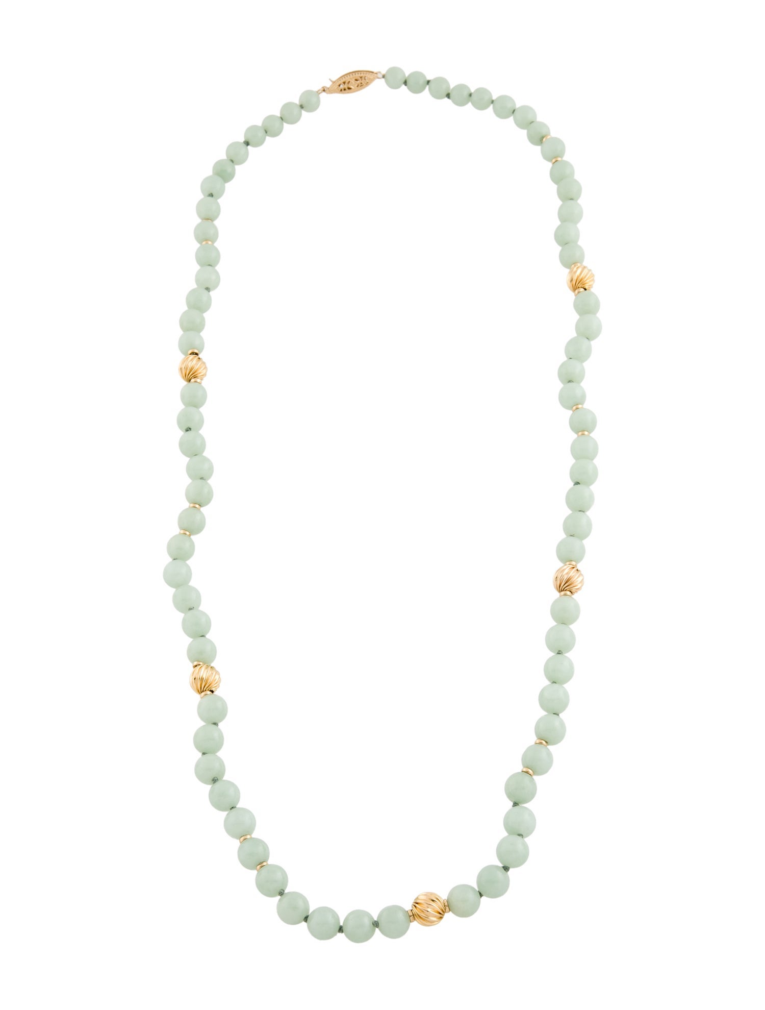 Necklace 14K Jadeite Bead Strand