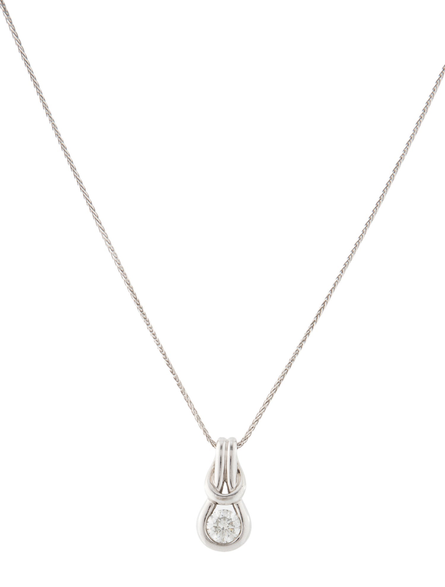 Necklace 14K Diamond Knot Pendant Necklace