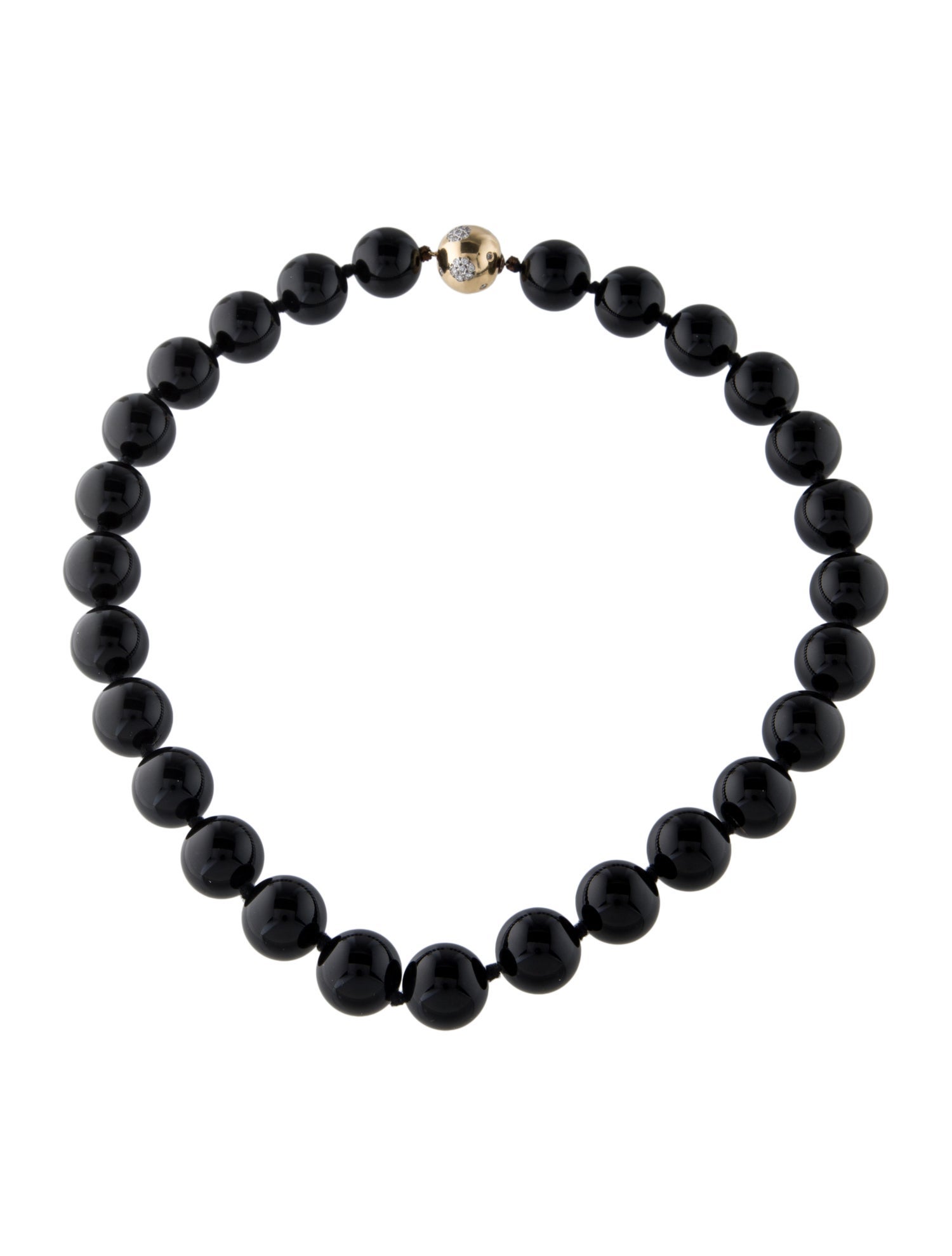 Necklace 14K Diamond & Onyx Beaded