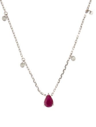 Necklace 14K Ruby & Diamond Pendant Collar Necklace