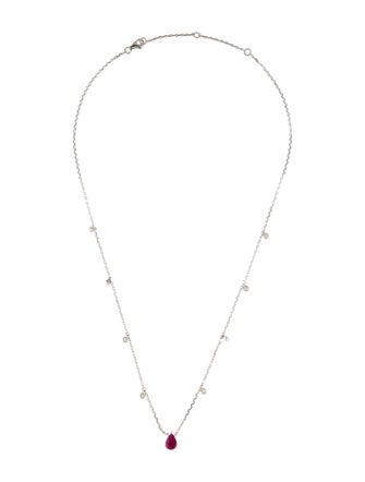 Necklace 14K Ruby & Diamond Pendant Collar Necklace