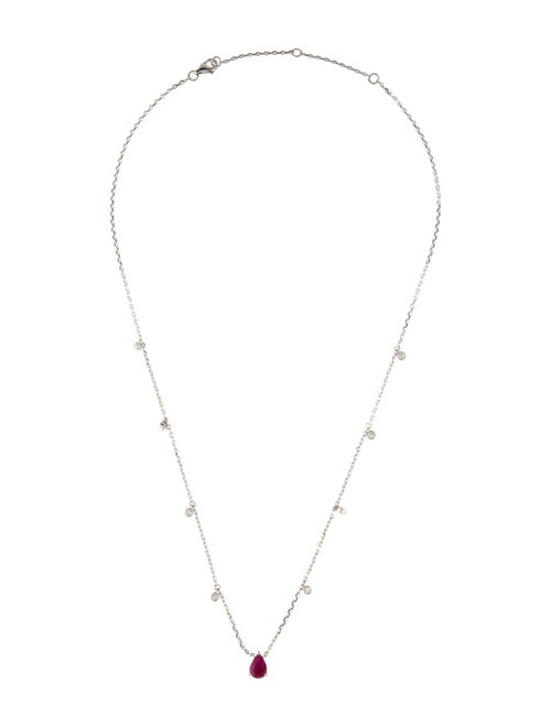 Necklace 14K Ruby & Diamond Pendant Collar Necklace