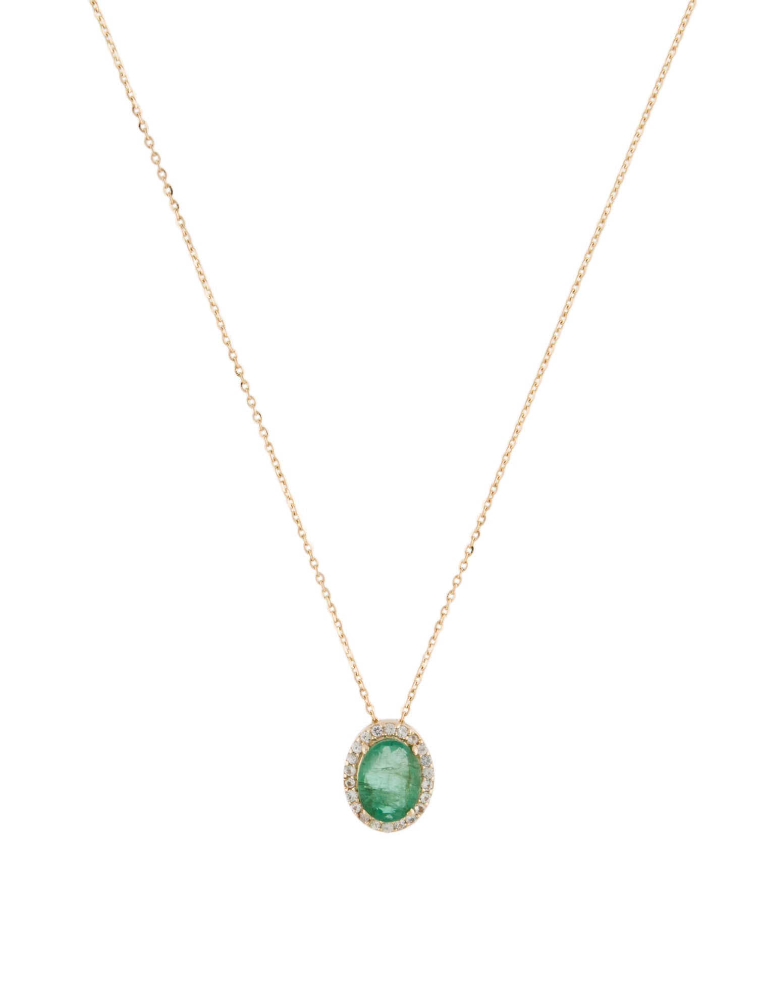 Necklace 14K 1.26ct Emerald & Sapphire Pendant Necklace