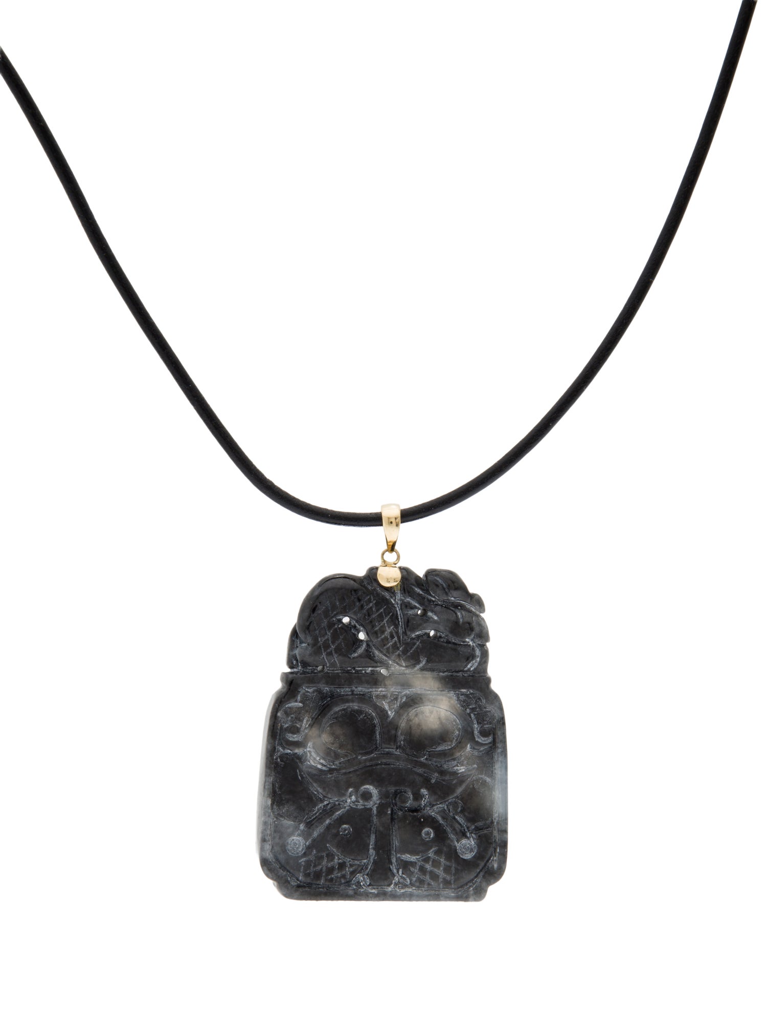 Necklace 14K Jadeite Carved Pendant Necklace