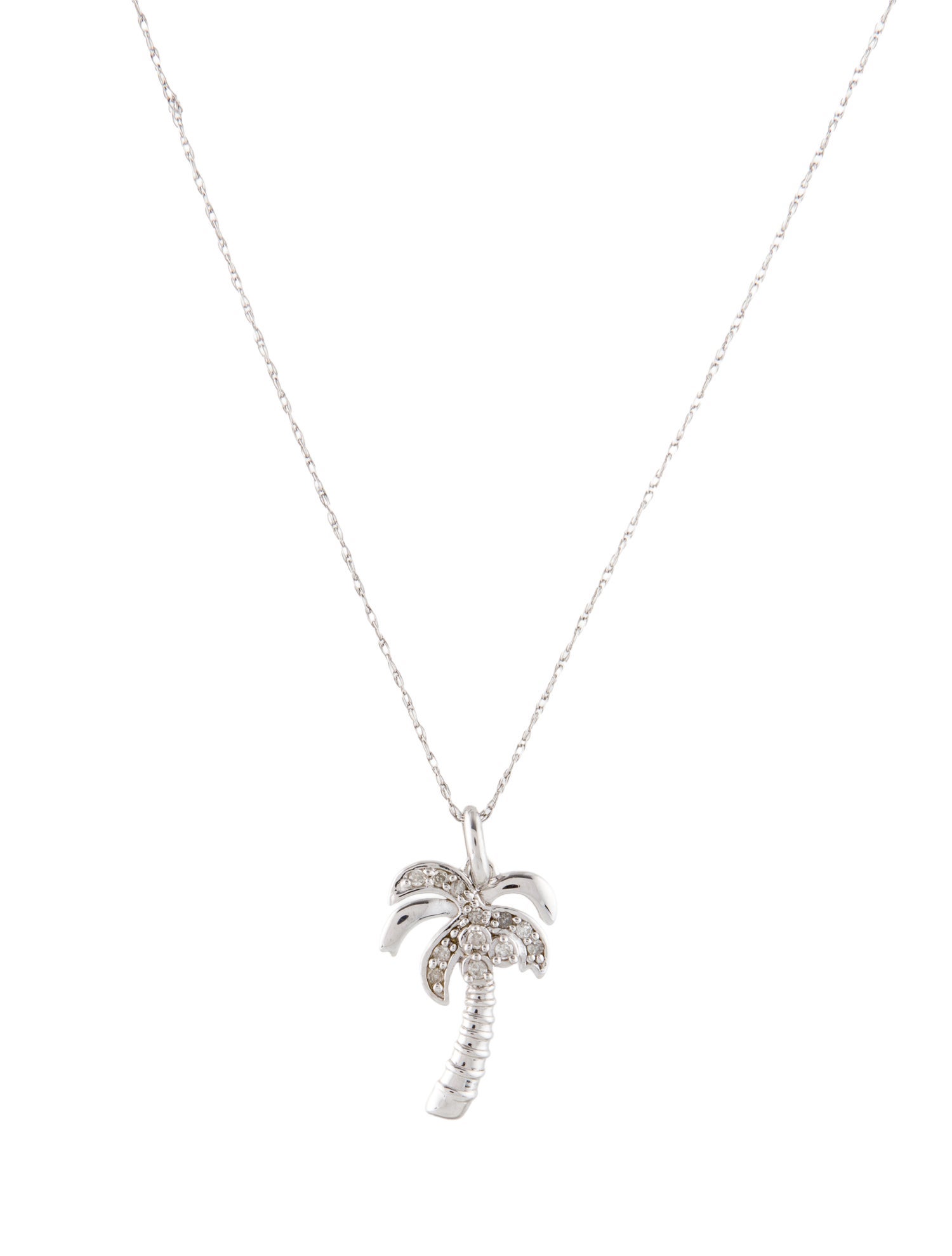 Necklace 10K Diamond Palm Tree Pendant Necklace