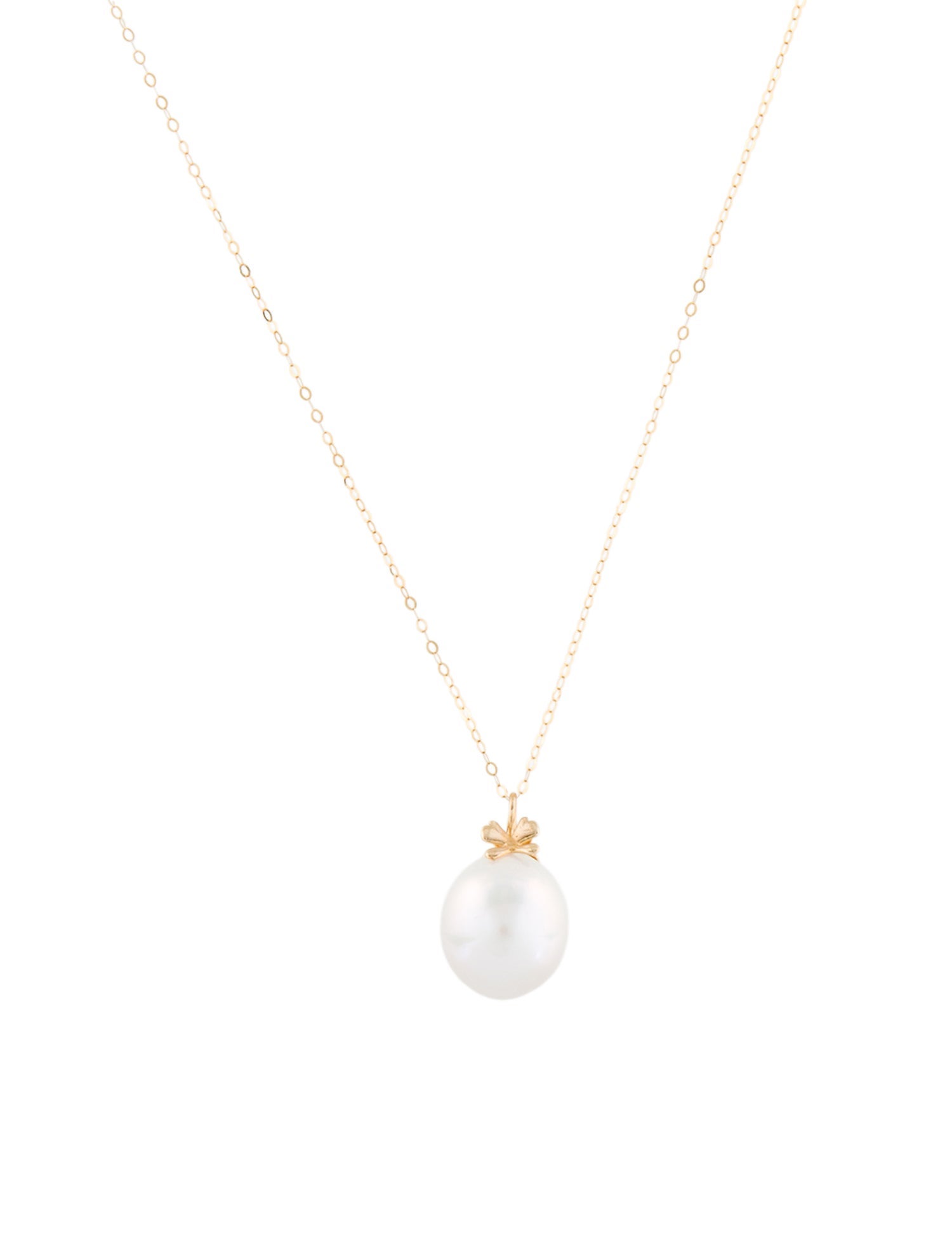 Necklace 18K Pearl Floral Pendant