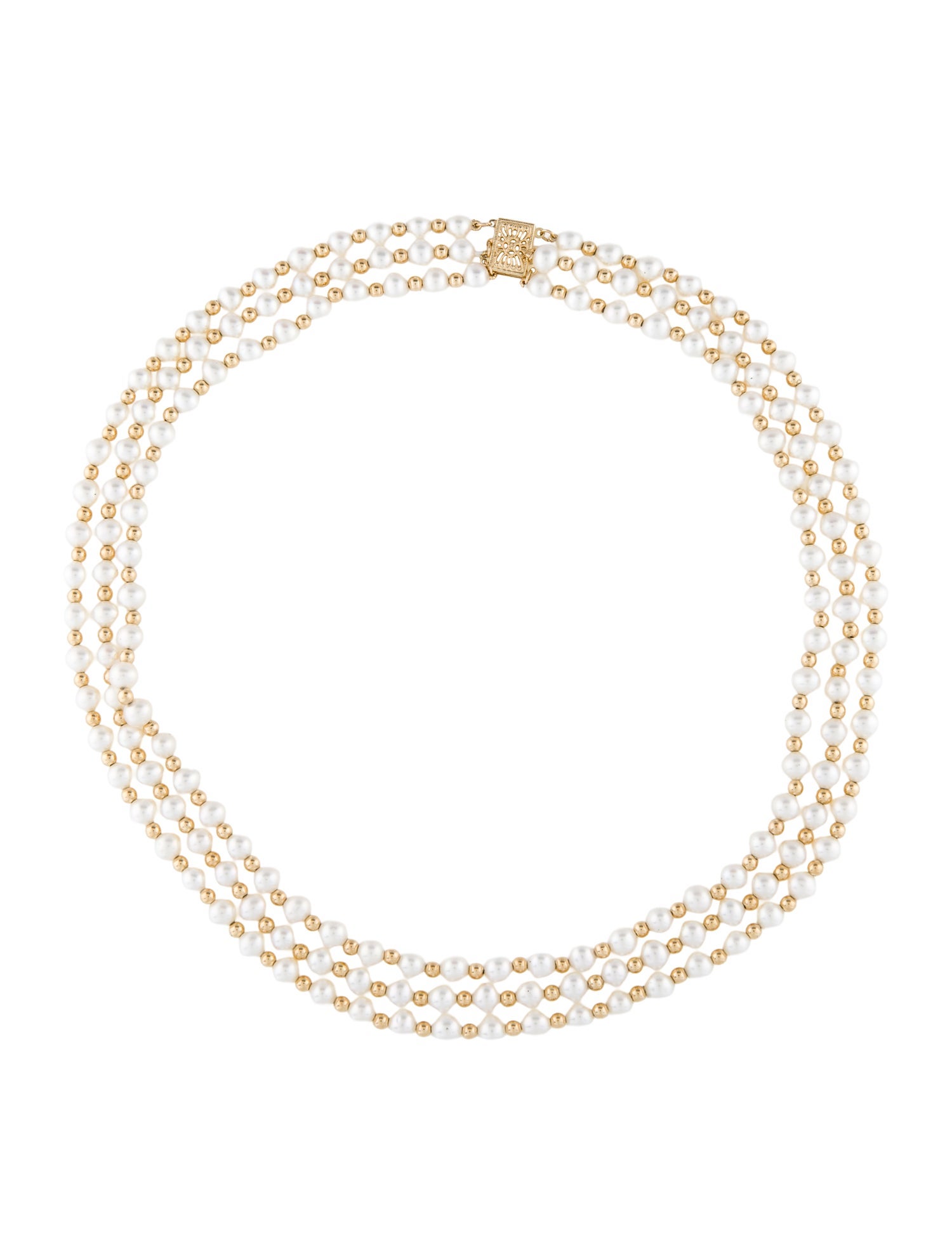 Necklace 14K Pearl Multistrand Necklace
