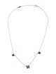 Necklace 14K Ruby, Sapphire & Emerald Flower Station Necklace