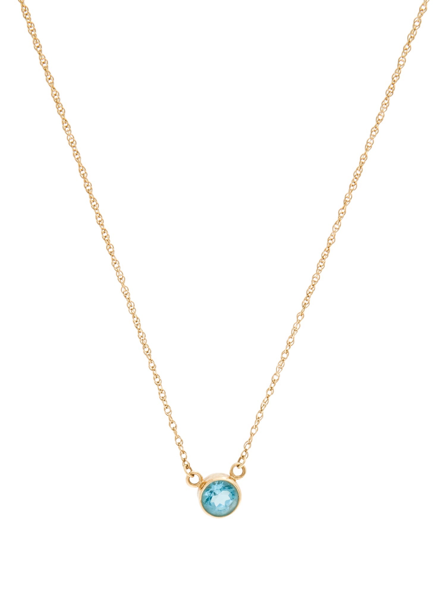 Necklace 14K Topaz Solitaire Pendant Necklace