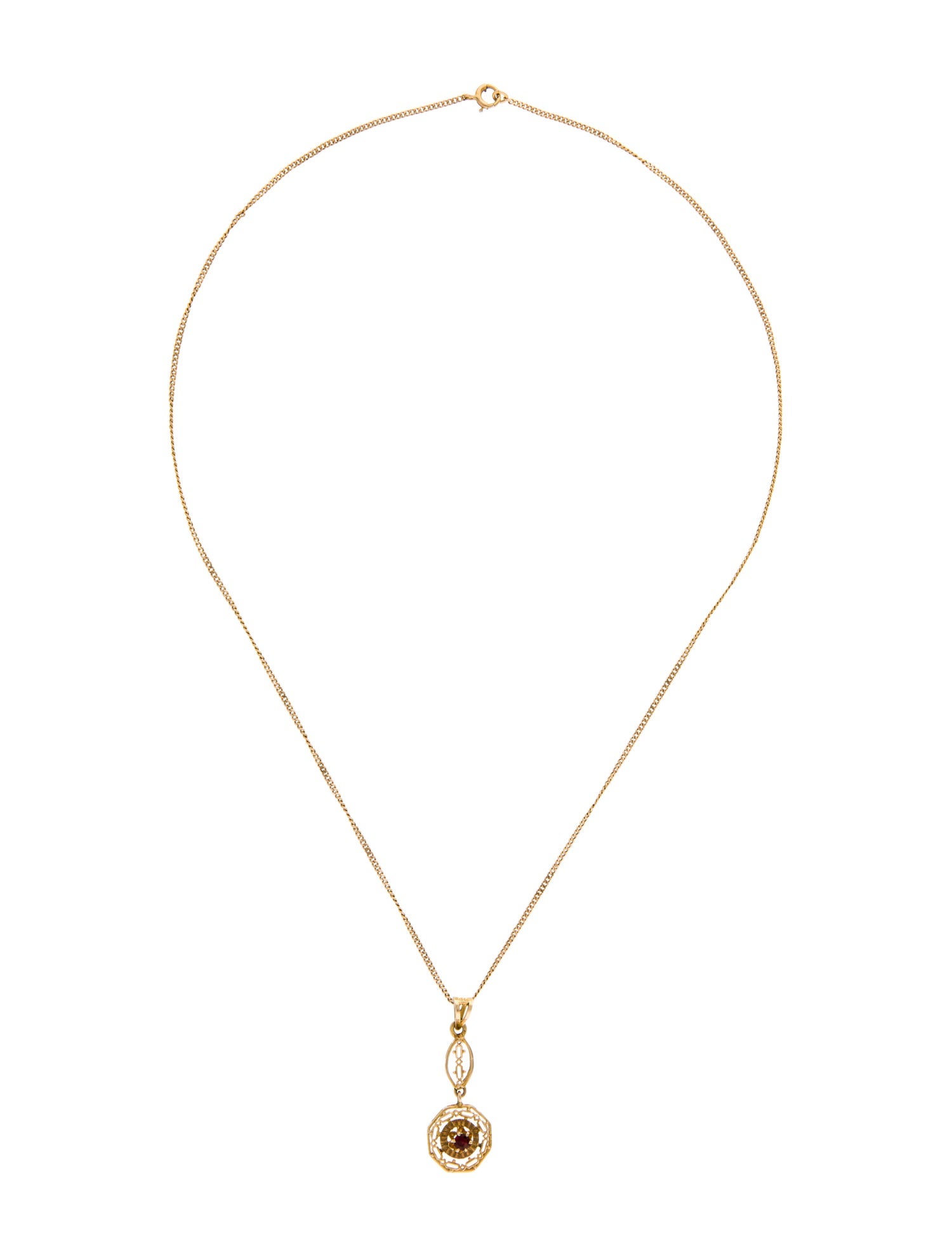 Necklace 14K Garnet Drop Pendant Necklace