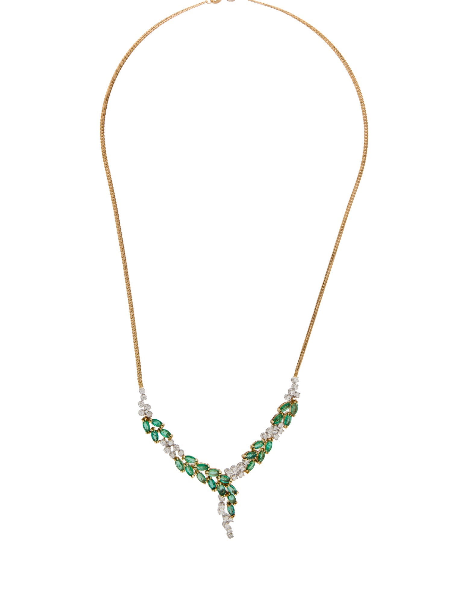 Necklace 14K 2.50ctw Emerald & Diamond Lavalier