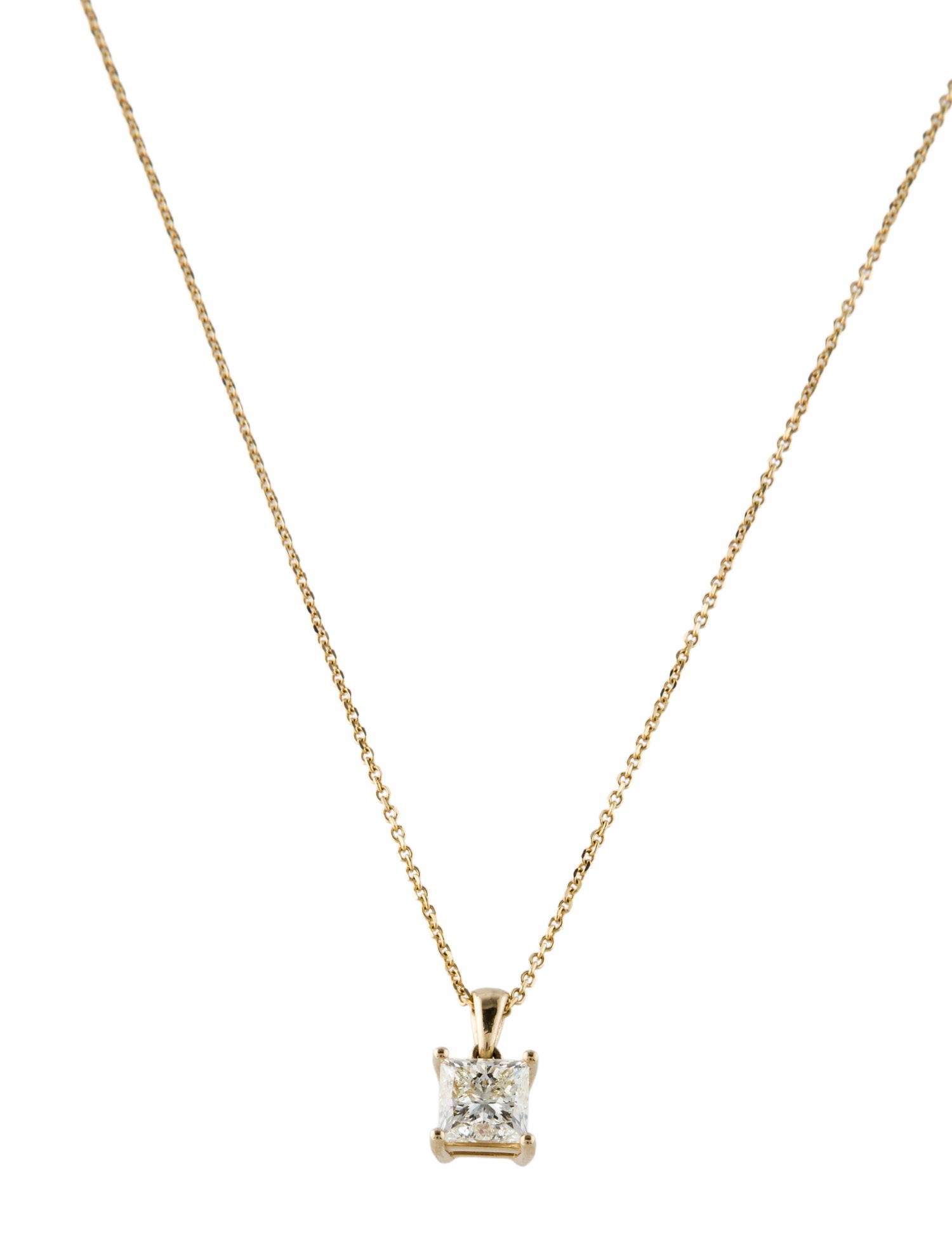 Necklace 14K 1.50ctw Diamond Solitare Pendant Necklace