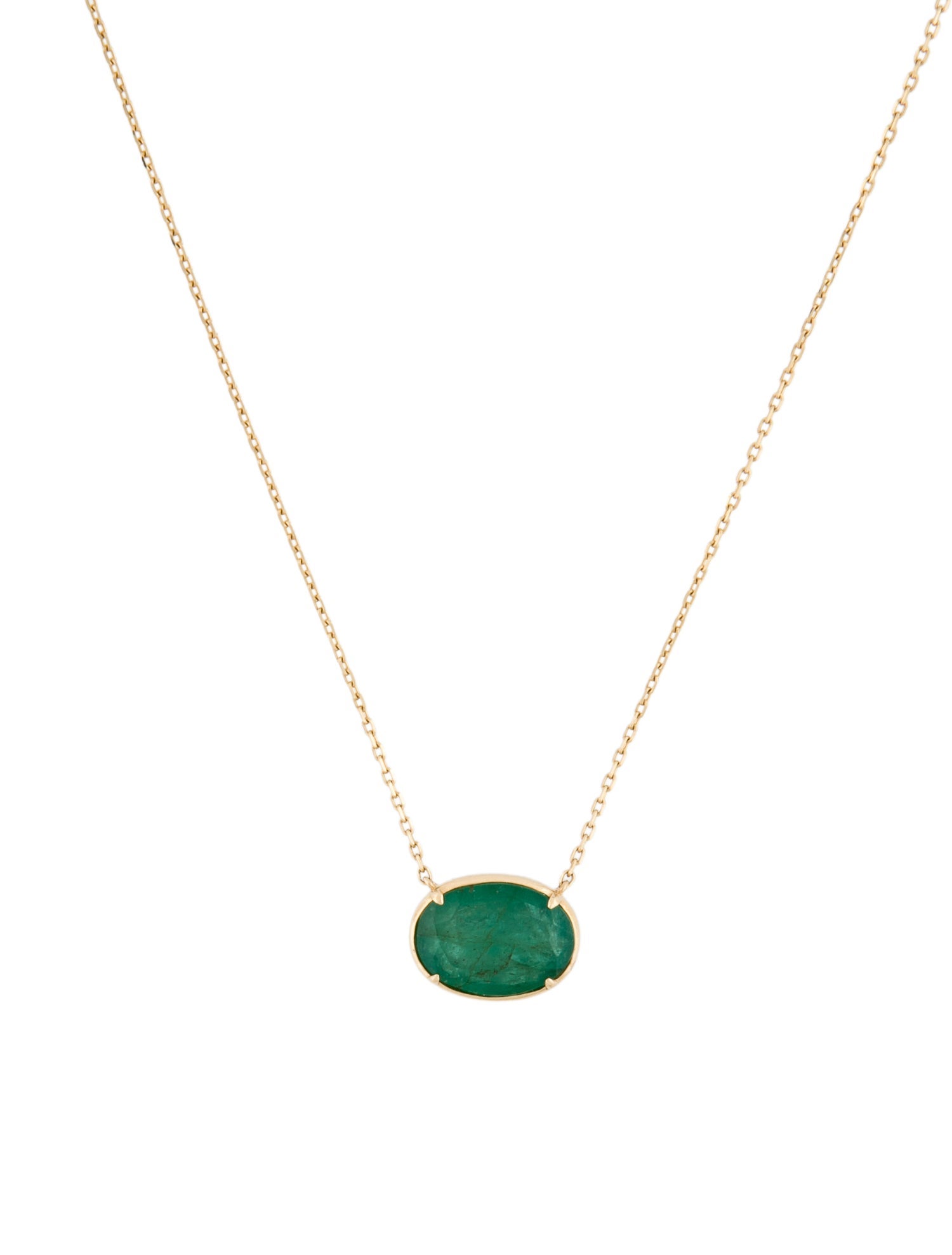 Necklace 14K 3.50ct Emerald Solitaire Station Necklace