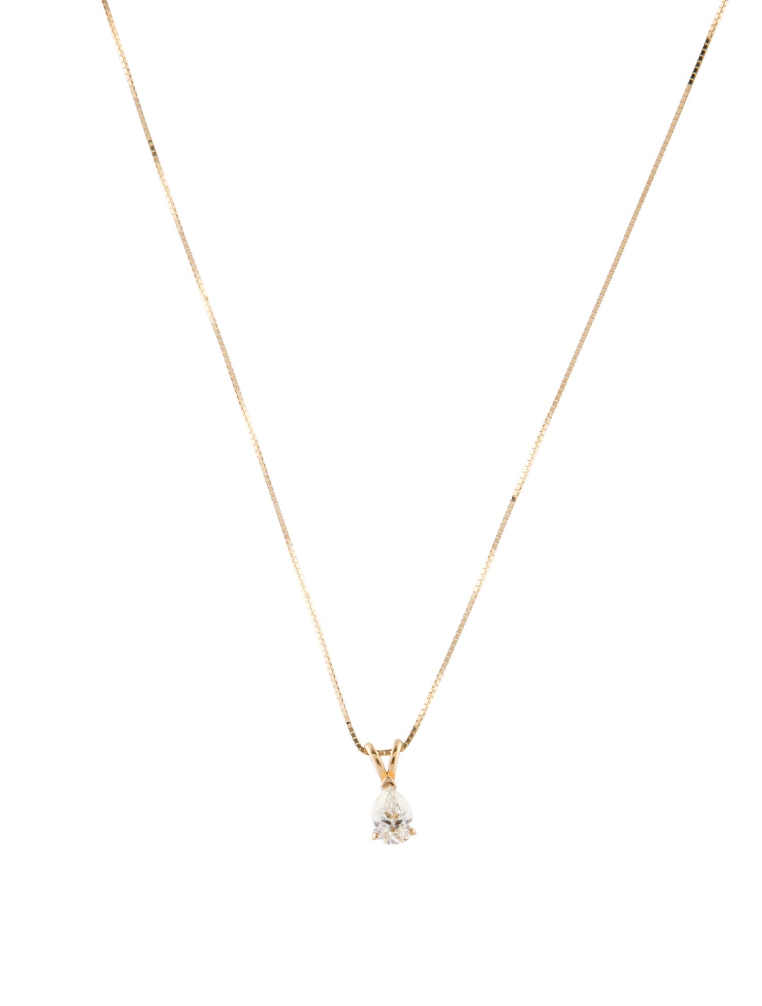Necklace 14K Diamond Pear Solitaire Pendant